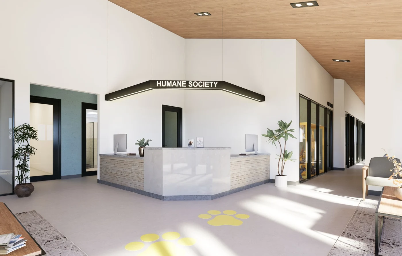 Rendering of the future reception and lobby area