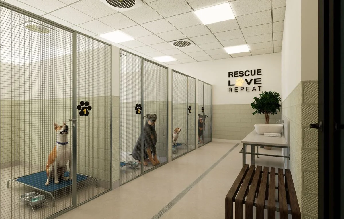 Rendering of the renovated kennel corridor